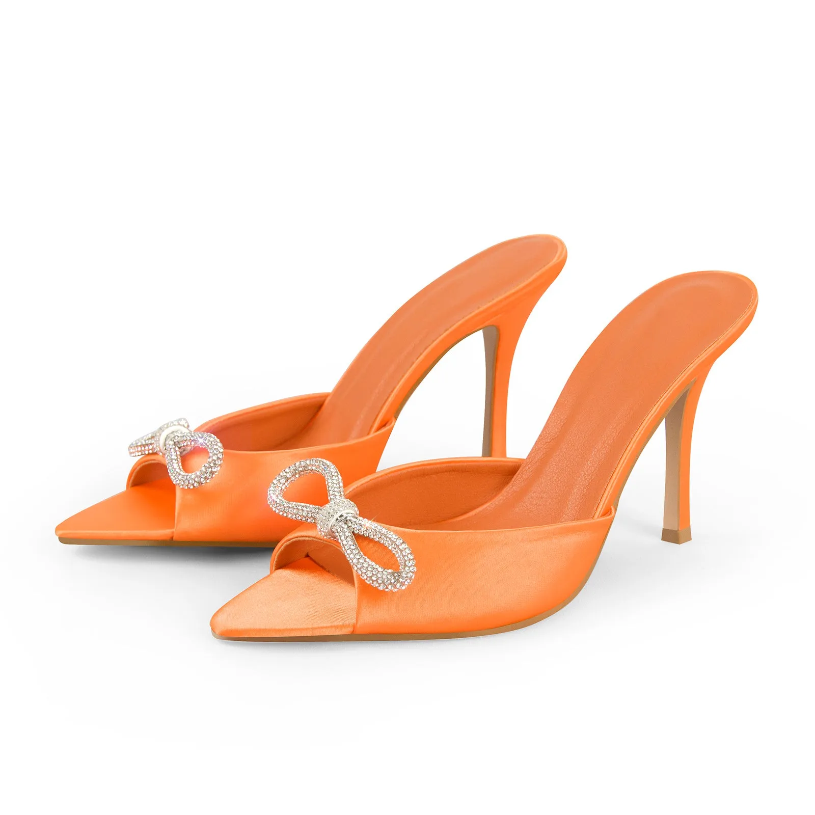 Rhinestone Open Toe Slip-on Stiletto Sandals