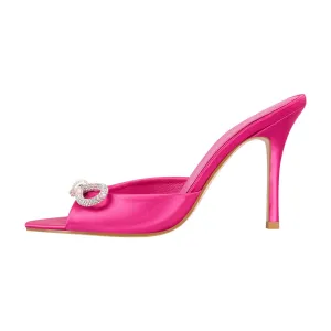 Rhinestone Open Toe Slip-on Stiletto Sandals