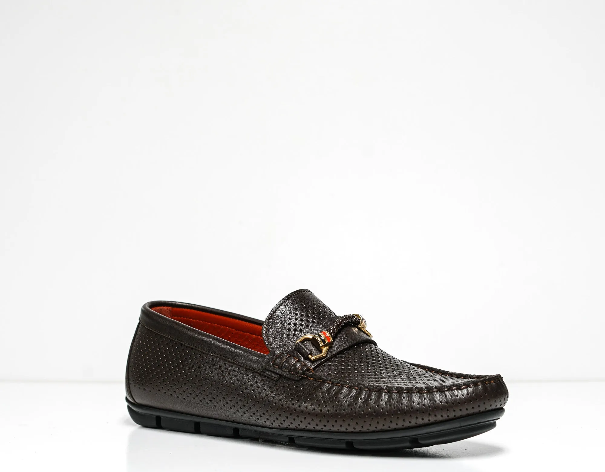Roberto Serpentini Men's Detail Marrone Perforated Leather Moccasin 4309 40% OFF