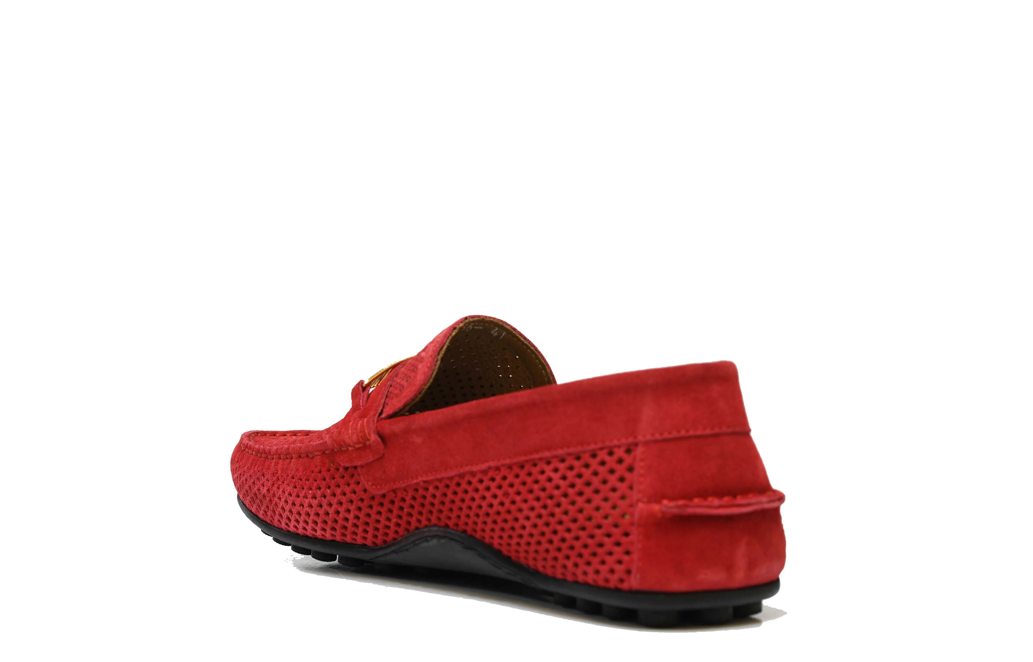 Roberto Serpentini Men's Perforated Red Suede Moccasin 1536