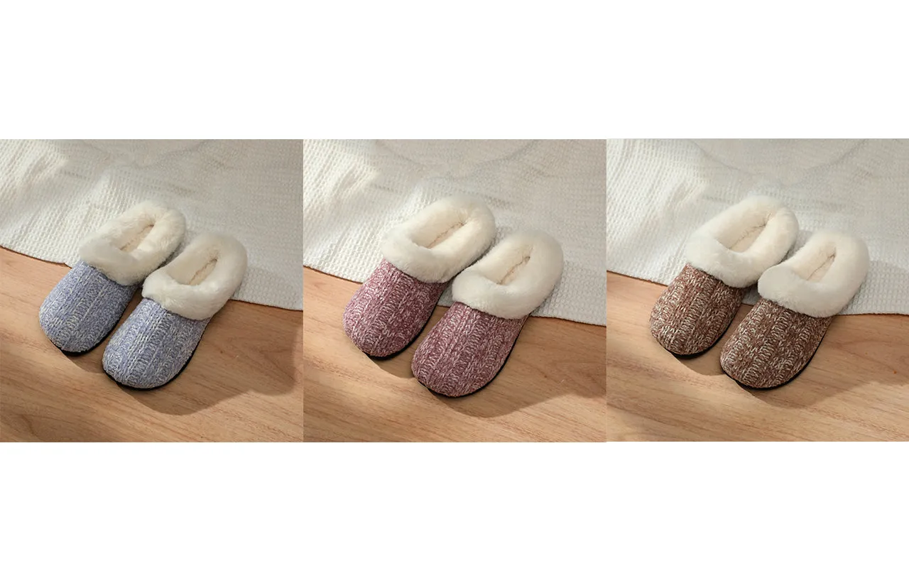 Roxoni Women's Chenille Twist Upper With Rabbit Hair Clog Slipper