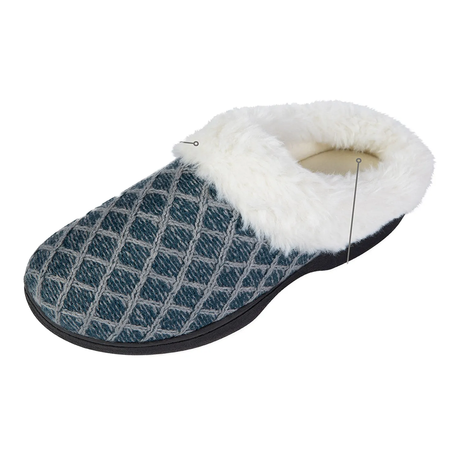 Roxoni Women's Cozy Memory Foam Slippers, Warm Faux Fur, Indoor Outdoor Rubber Sole