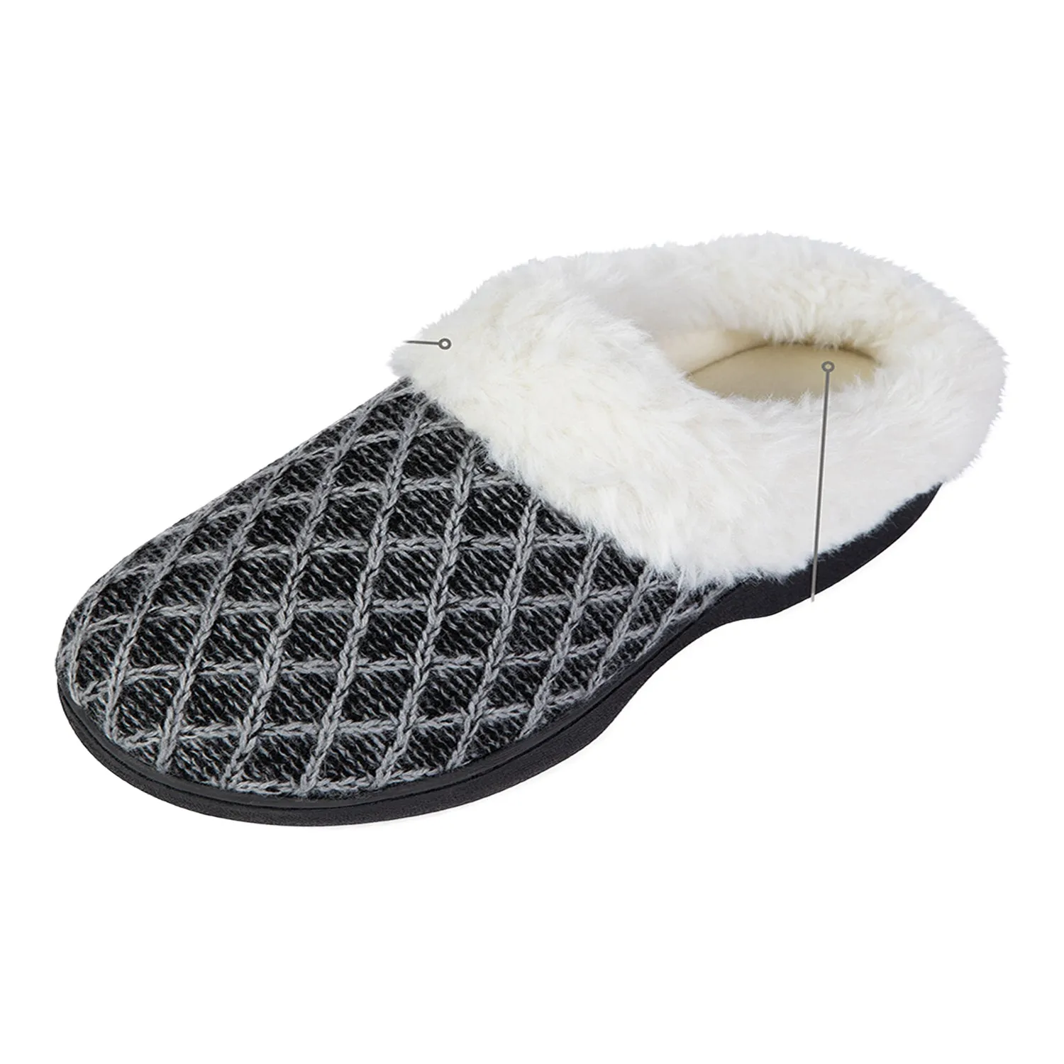 Roxoni Women's Cozy Memory Foam Slippers, Warm Faux Fur, Indoor Outdoor Rubber Sole