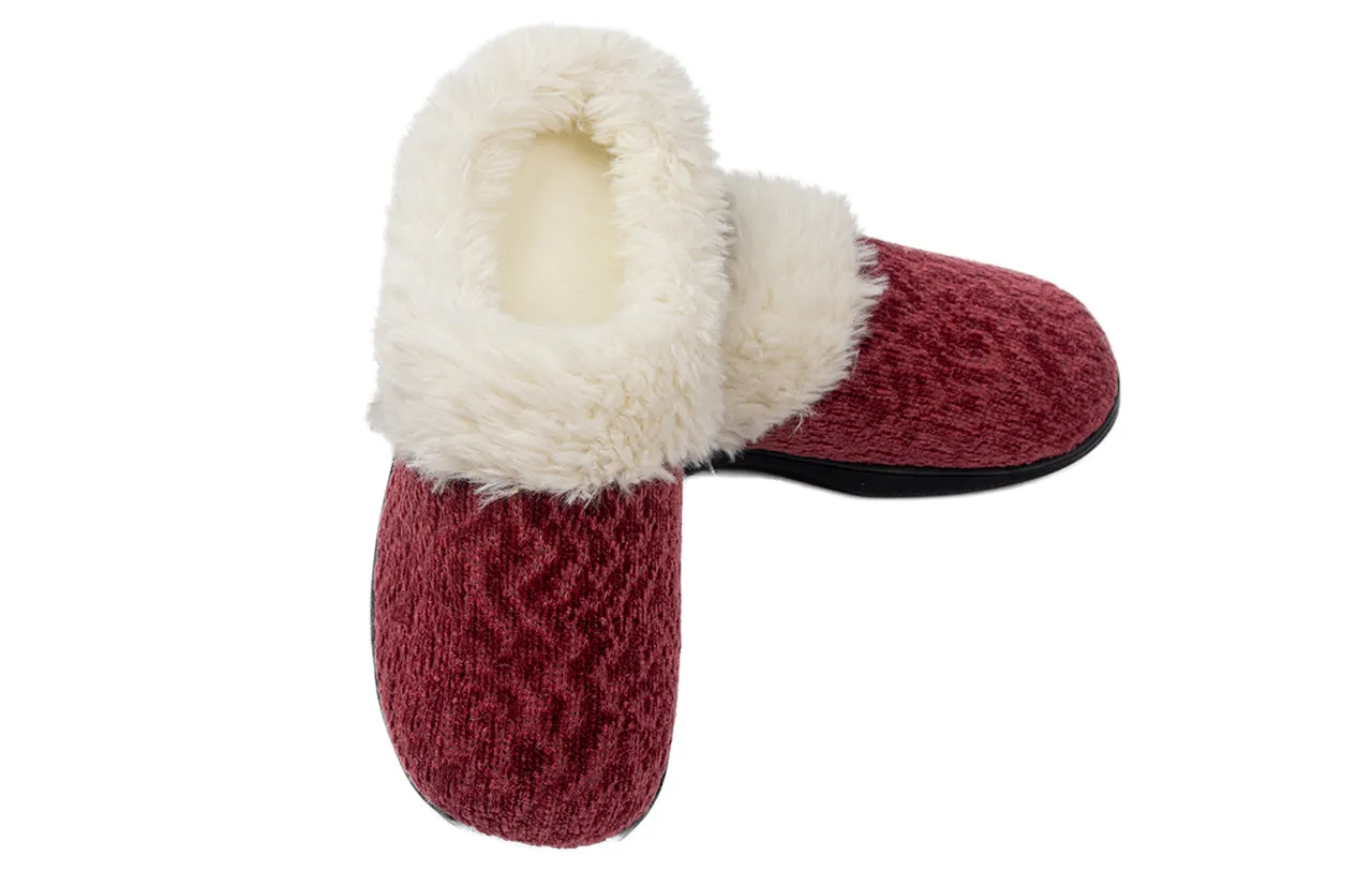 Roxoni Women's Soft Indoor Outdoor Suede Furr Clog Slippers