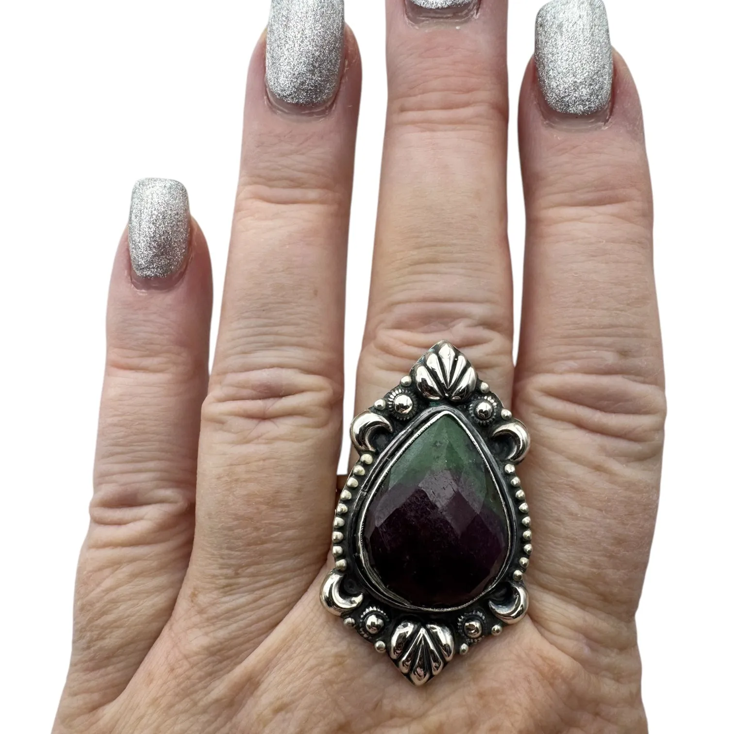 Ruby Zoisite Solid 925 Sterling Silver Ring 10.5
