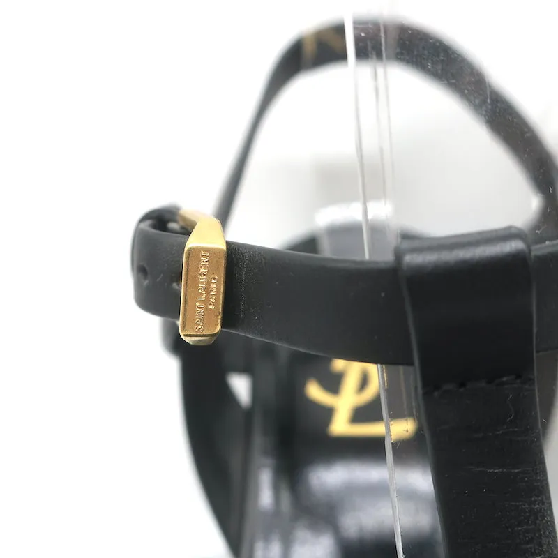 Saint Laurent Tribute 75 Platform Sandals Black Leather Size 38 Open Toe Heels