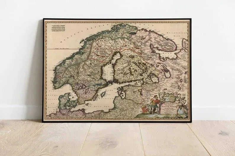 Scandinavia Map Wall Print| 1680 Scandinavia Map