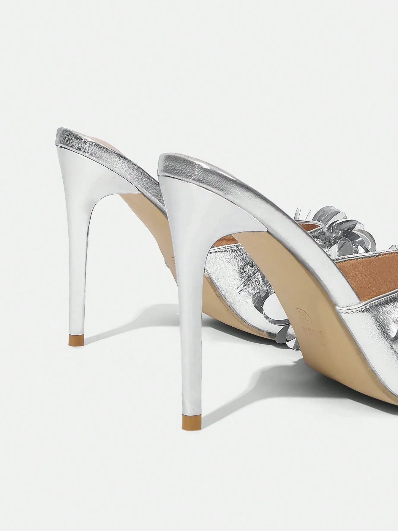 Sequin Design Open Toe High Heel Sandals