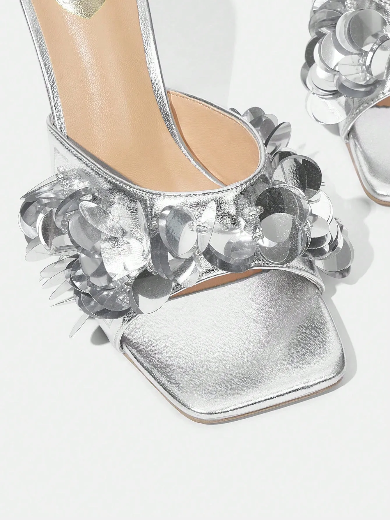 Sequin Design Open Toe High Heel Sandals