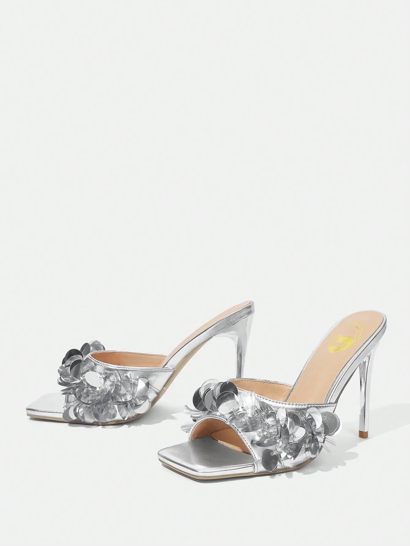 Sequin Design Open Toe High Heel Sandals