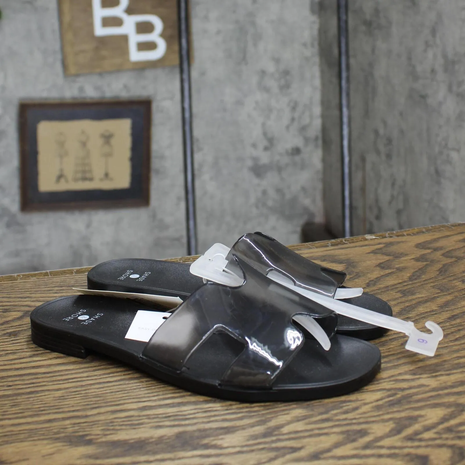Shade & Shore Womens Bonnie Jelly Slide Sandals 89887066 Black 6M