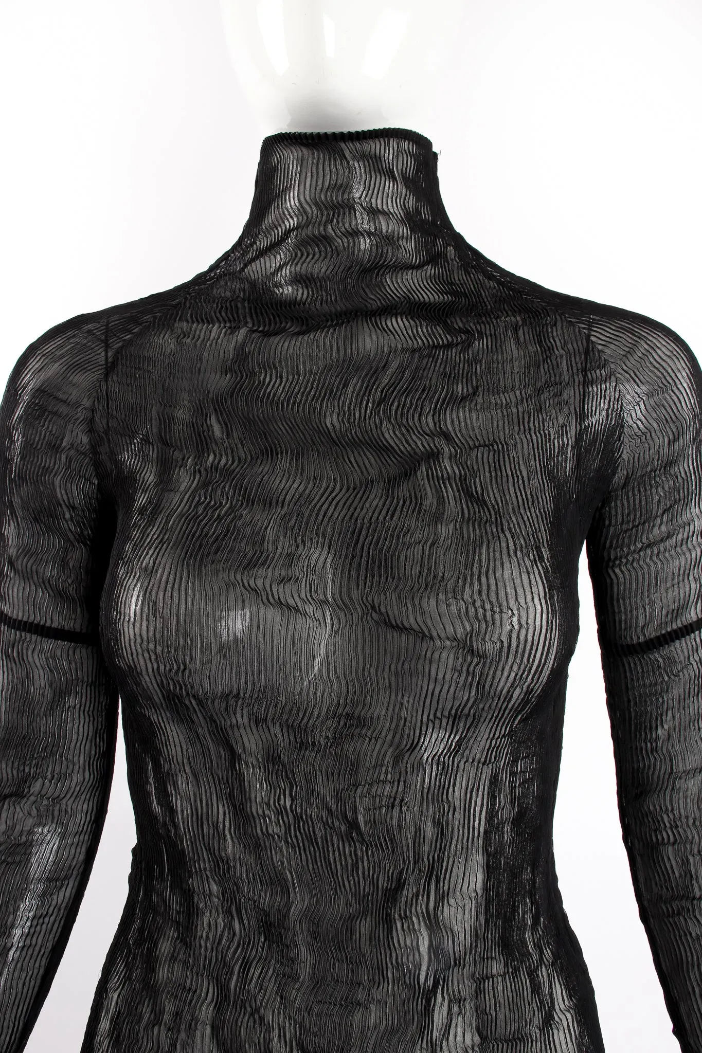 Sheer Pleated Tissue Turtleneck