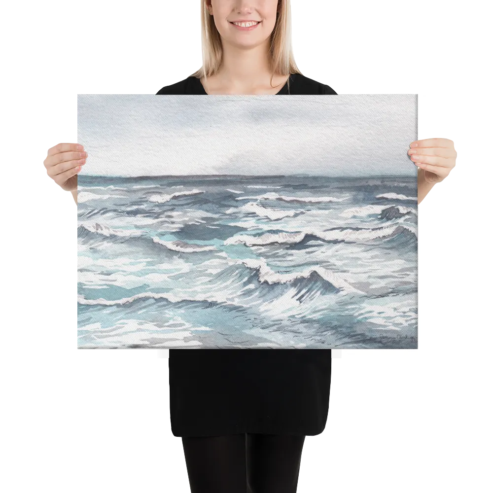 Silver Sea Ocean Canvas Print