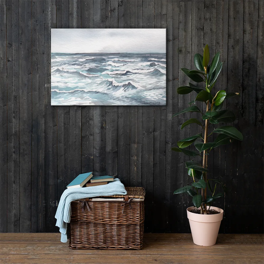 Silver Sea Ocean Canvas Print