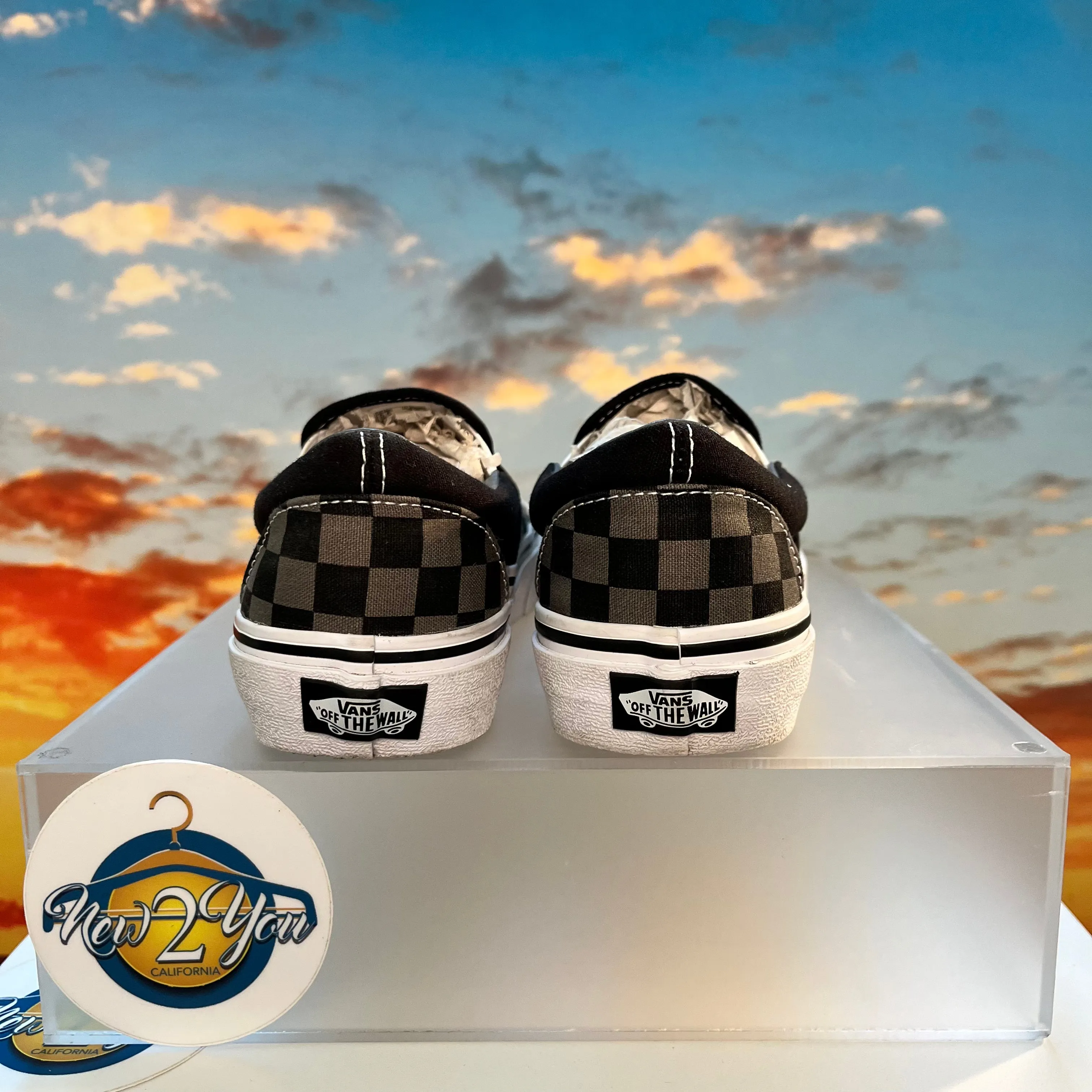 Slip-On 'Black Pewter Checkerboard'