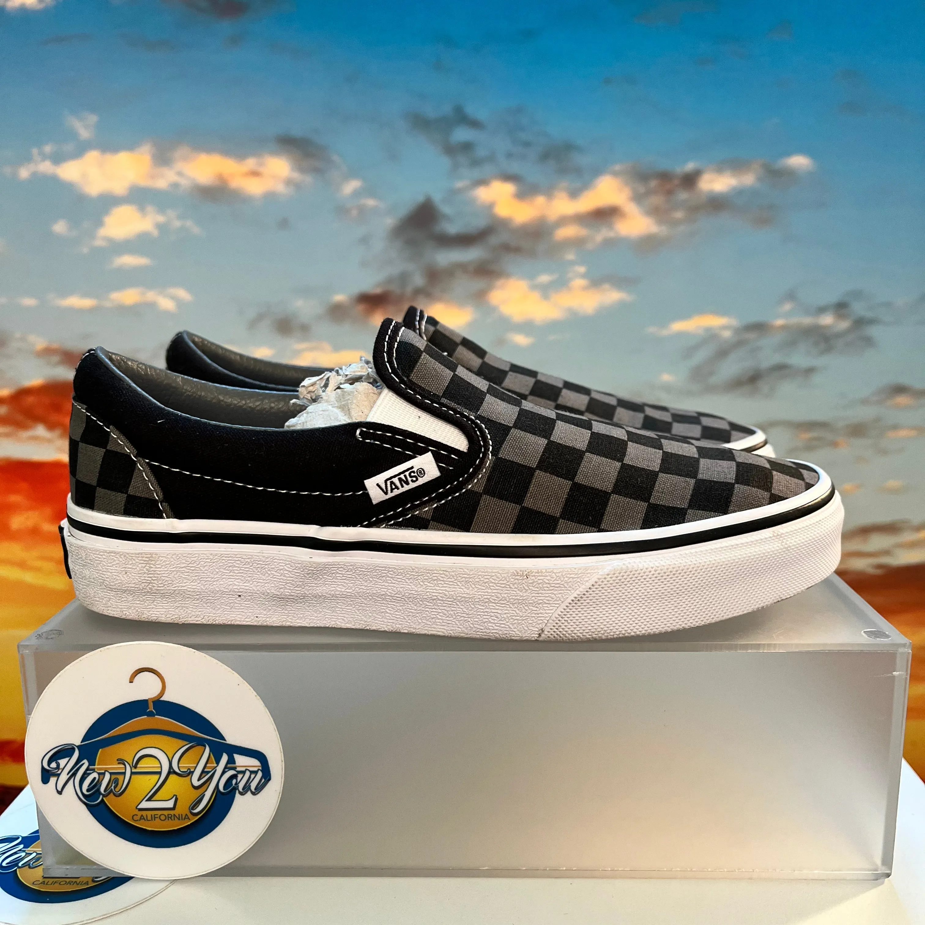 Slip-On 'Black Pewter Checkerboard'