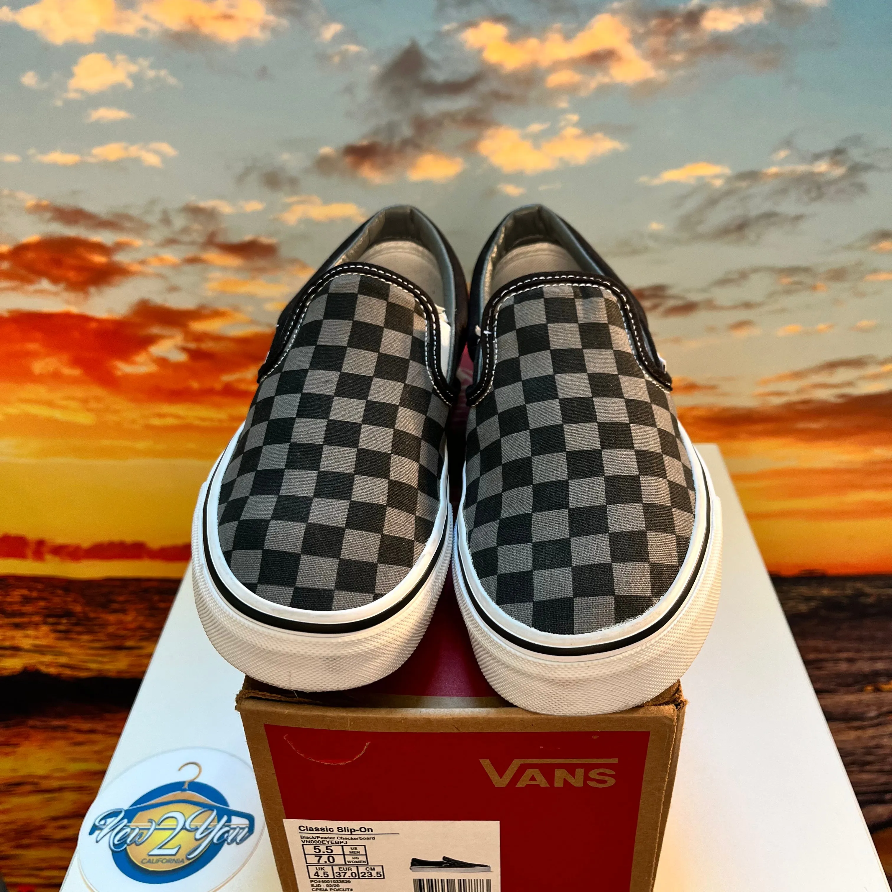 Slip-On 'Black Pewter Checkerboard'