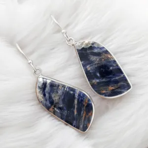 Sodalite Solid 925 Sterling Silver Earrings