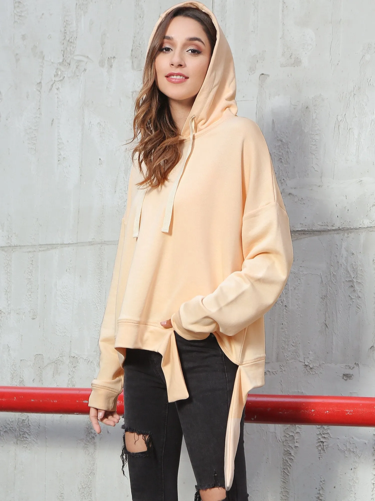 Solid Casual Pullover Hoodie