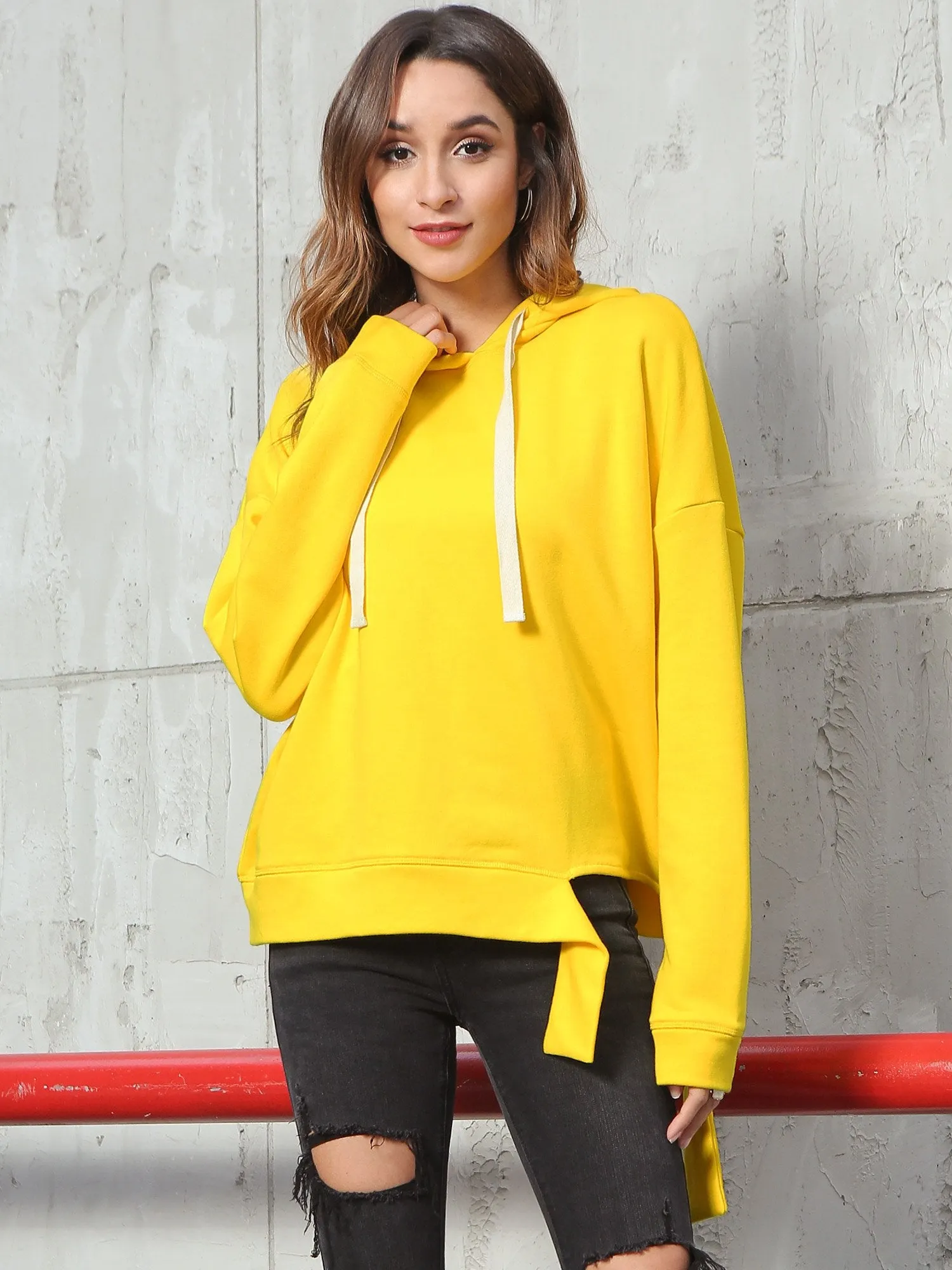 Solid Casual Pullover Hoodie