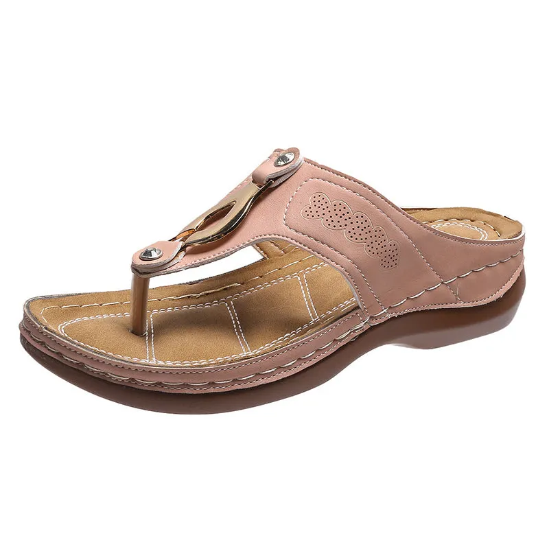 Solid Color Flat Heel Flip Flops For Women