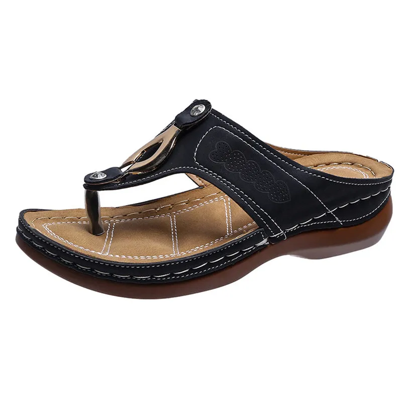 Solid Color Flat Heel Flip Flops For Women
