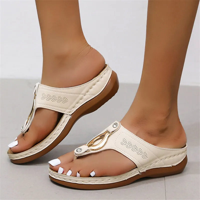 Solid Color Flat Heel Flip Flops For Women