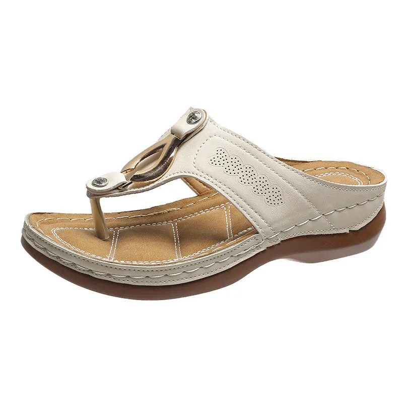 Solid Color Flat Heel Flip Flops For Women