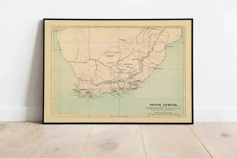 South Africa Map Print Wall Decor| South Africa Wall Art Print