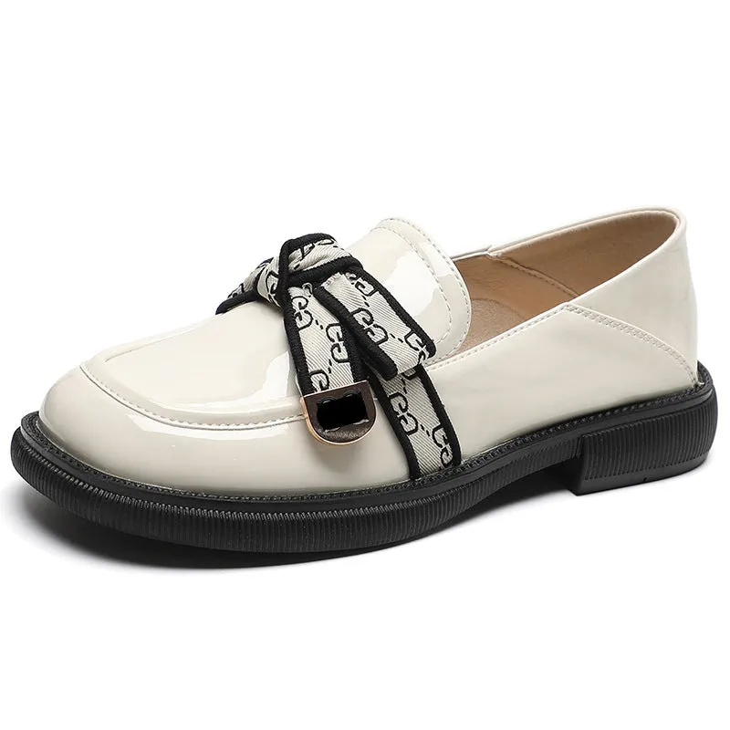 Spring and Autumn Women's Slip-on Shoes, Retro British Style Thick-soled Loafers