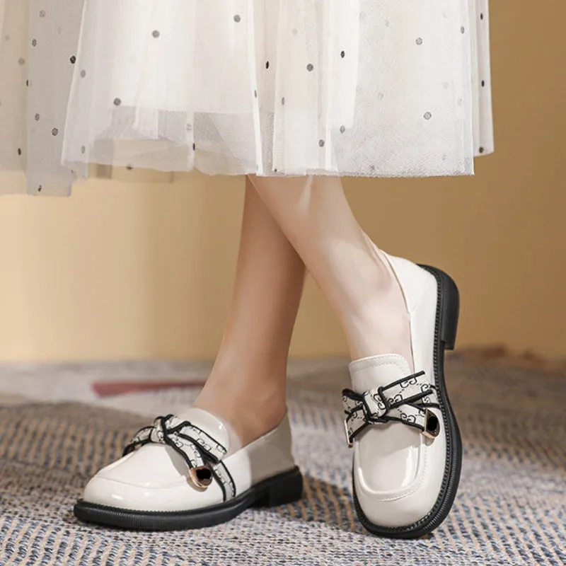 Spring and Autumn Women's Slip-on Shoes, Retro British Style Thick-soled Loafers