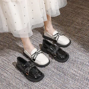 Spring and Autumn Women's Slip-on Shoes, Retro British Style Thick-soled Loafers