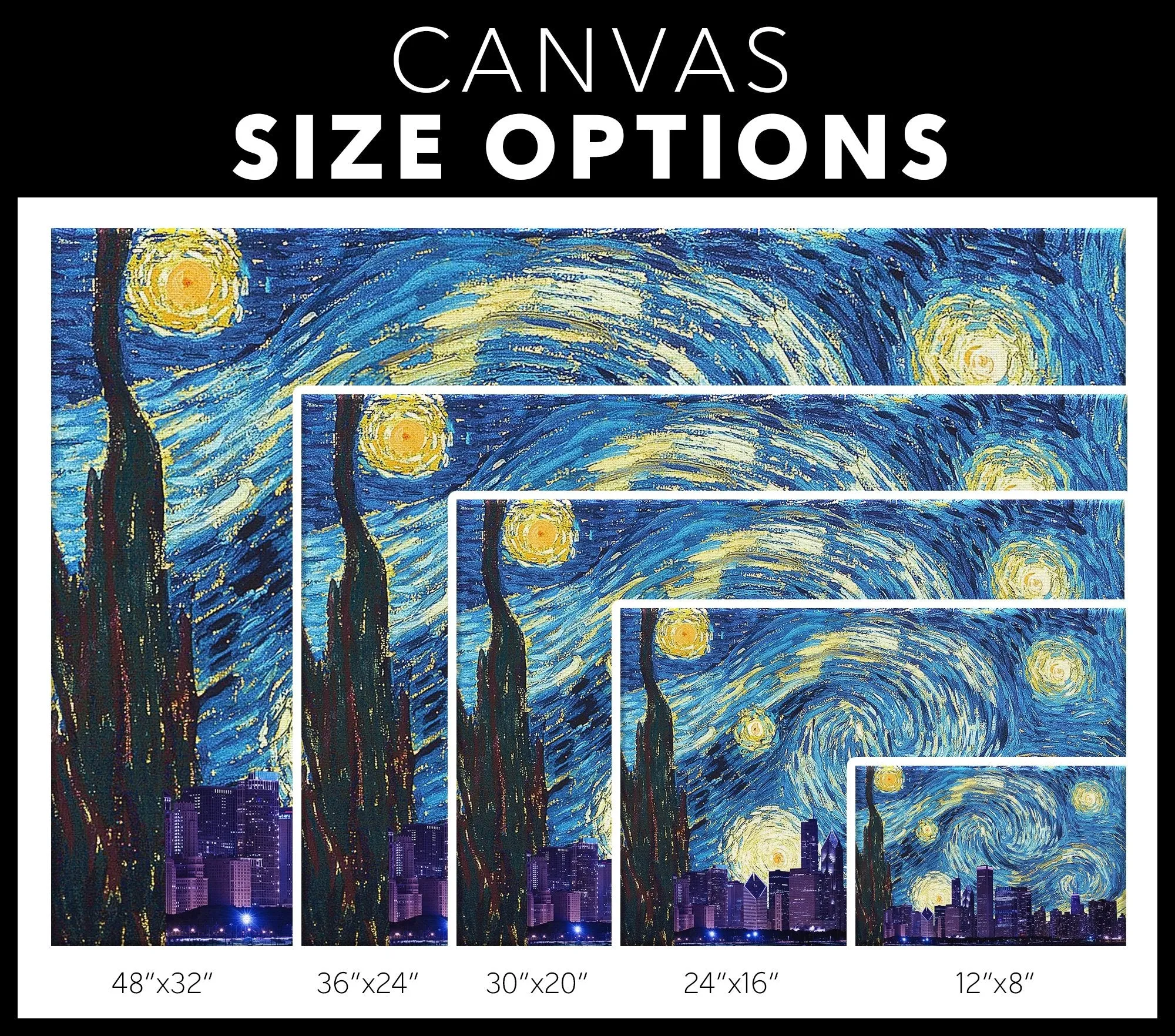 Starry Night Van Gogh Chicago Canvas