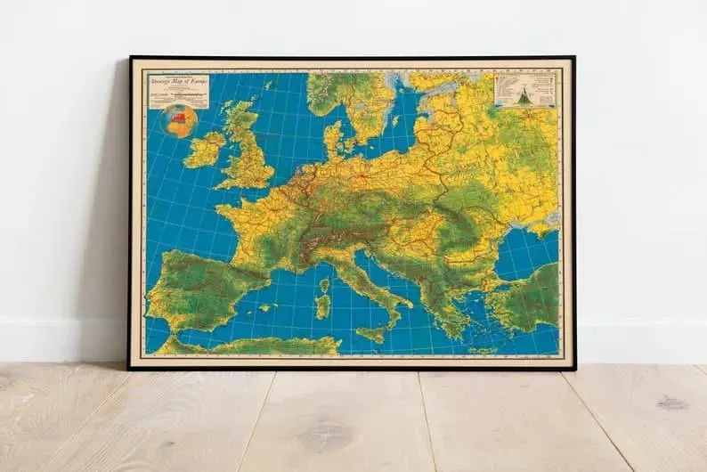 Strategy Map of Europe 1940| Europe Large Map Wall Print