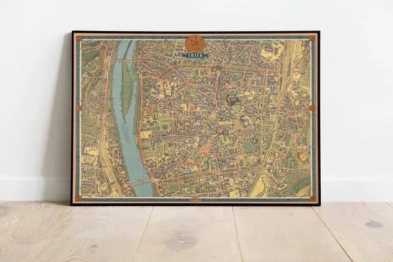 Street Map of Trier| Germany Maps Wall Art