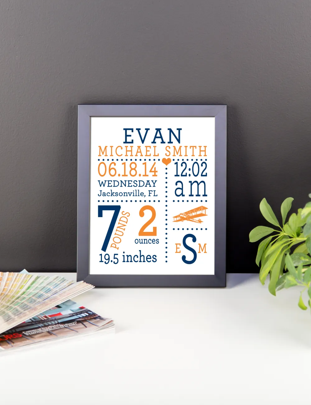 Striped Airplane Nursery Wall Art - Nursery Decor Poster, Print, Framed or Canvas - Set of 4