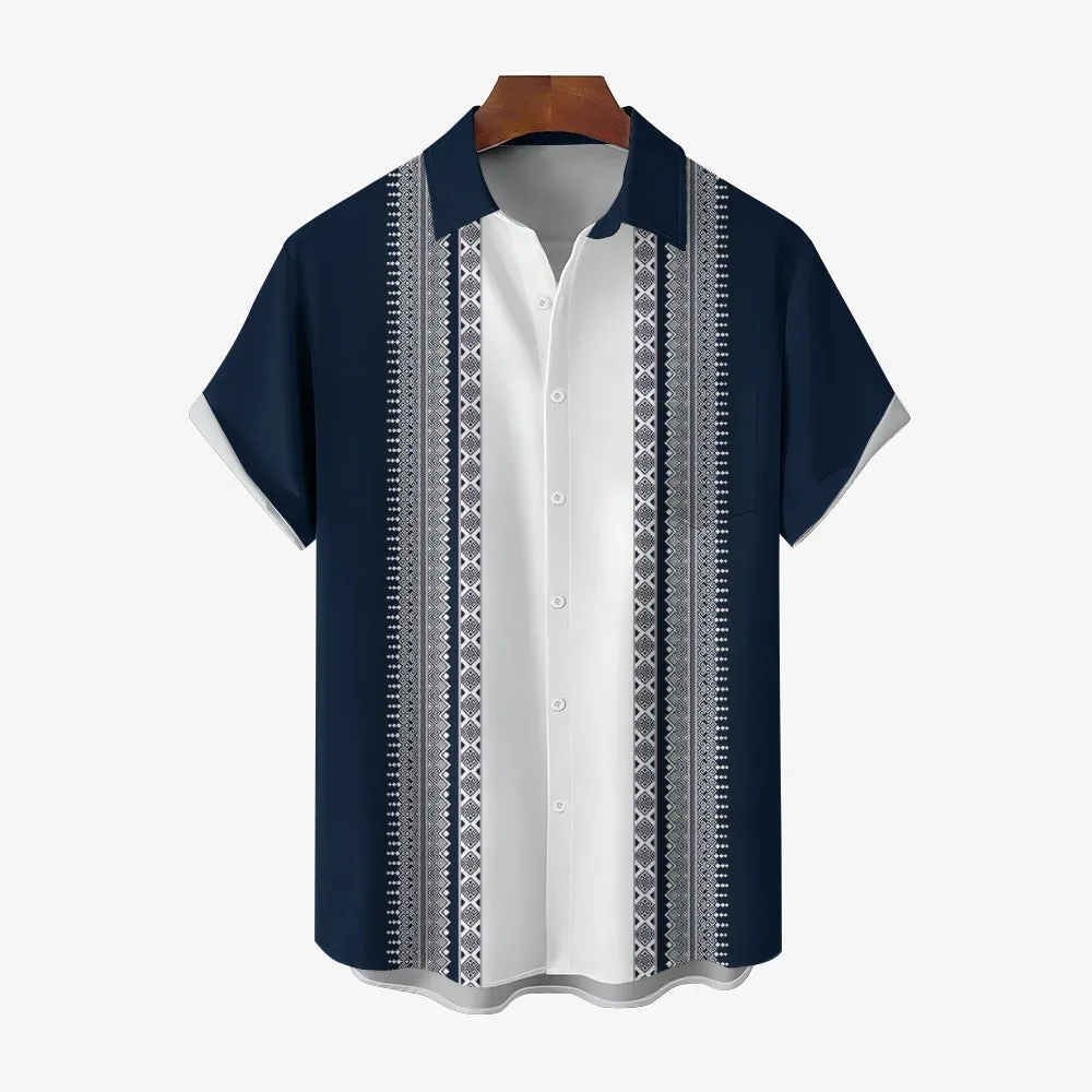 Striped Casual Oversized Short-Sleeved Shirt 2407001280