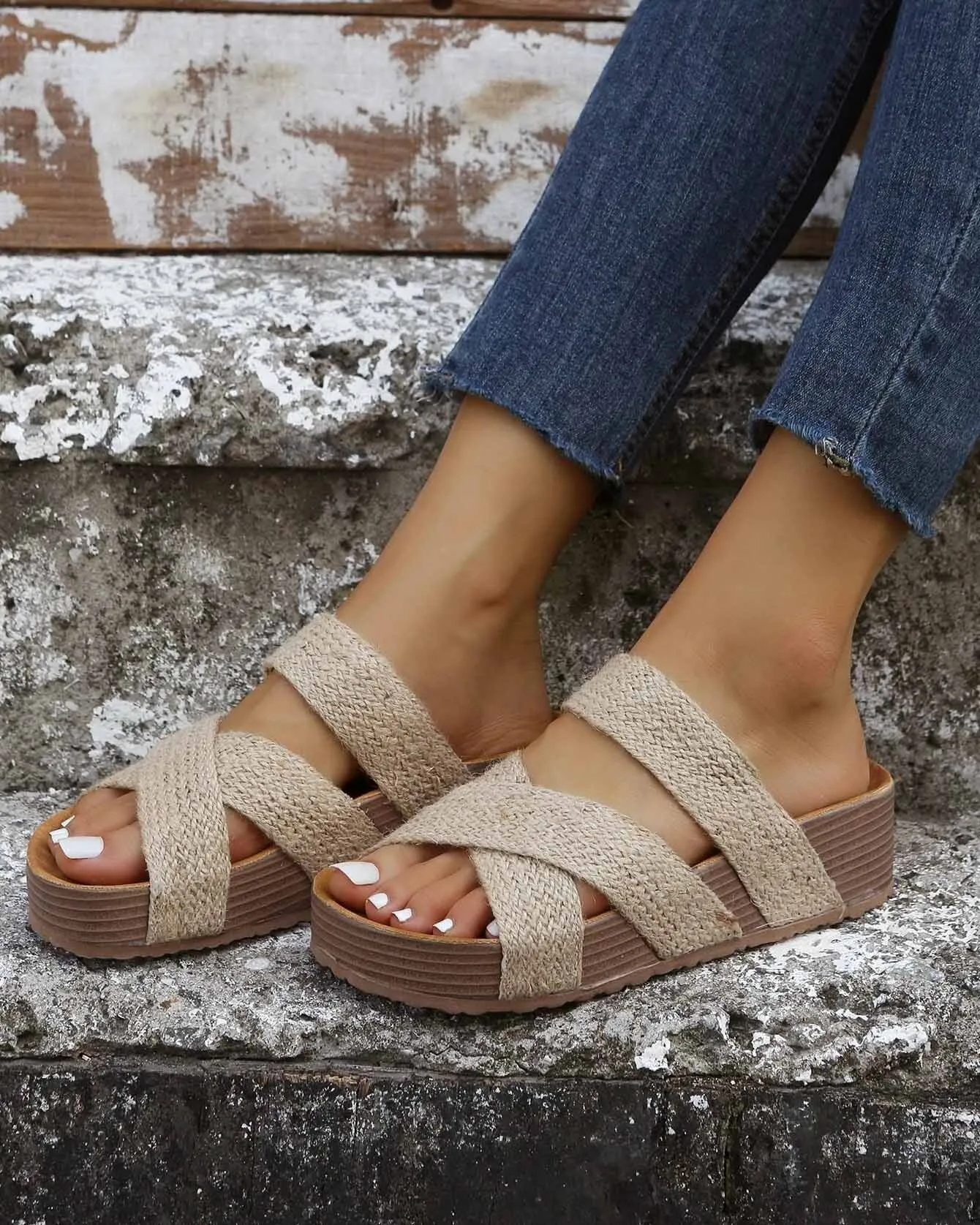 Stunncal Thick Soled Woven Sandals