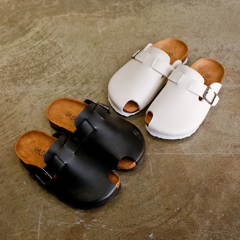 Stylish Cork Beach Slippers for Kids - Black and White Options