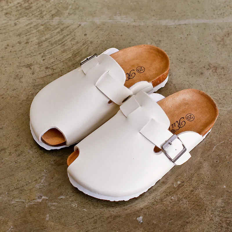 Stylish Cork Beach Slippers for Kids - Black and White Options