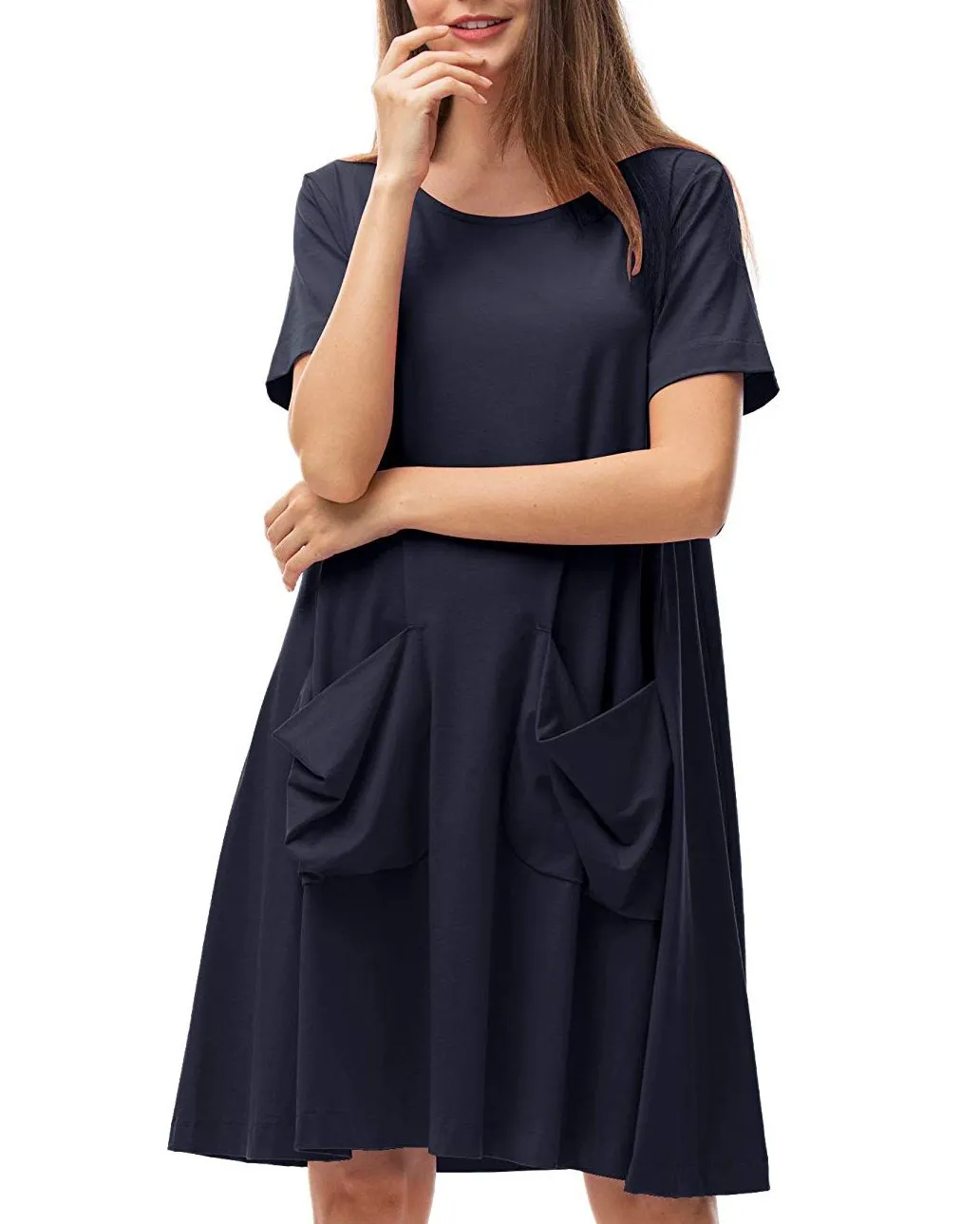 Summer Casual Pockets Cotton Dress