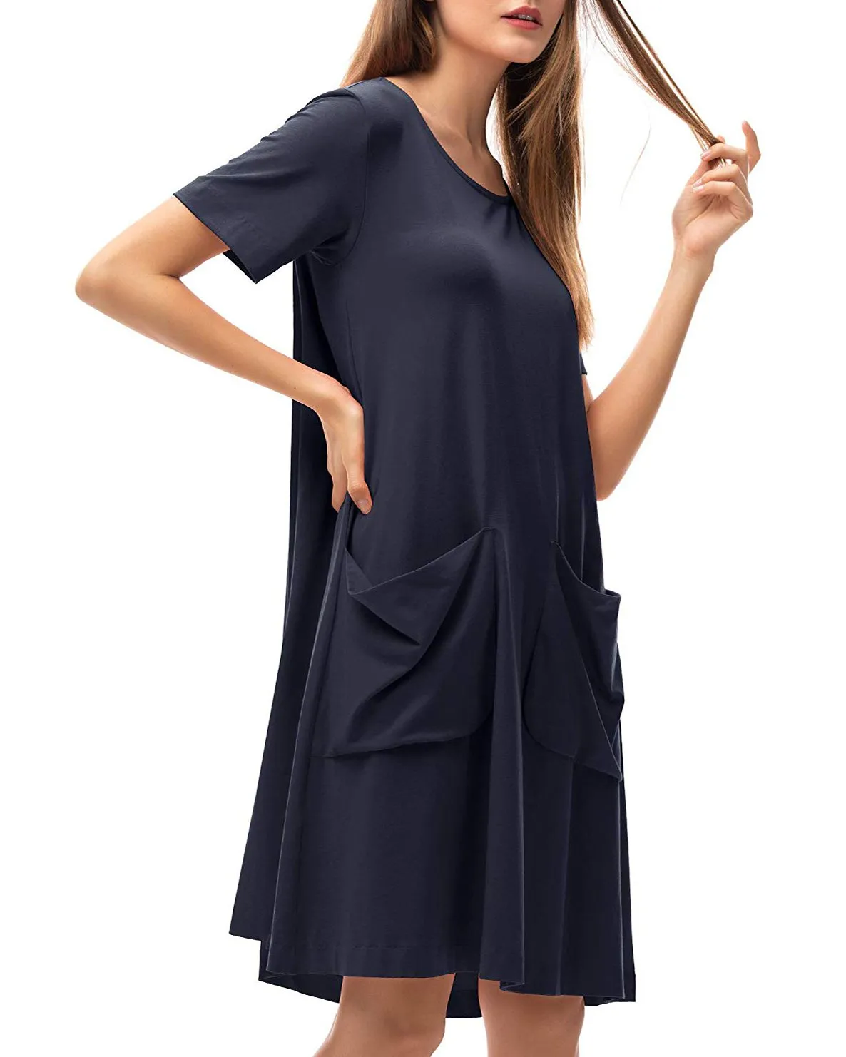 Summer Casual Pockets Cotton Dress