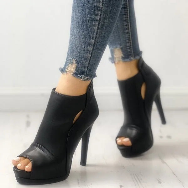 Summer Thin Heel Open Toe Solid Color High Heeled Sandals Cusp Peep-toe High-heeled Shoes