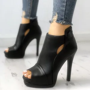 Summer Thin Heel Open Toe Solid Color High Heeled Sandals Cusp Peep-toe High-heeled Shoes