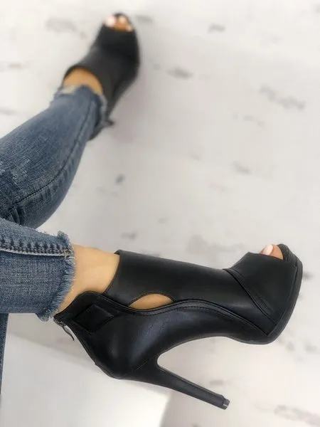 Summer Thin Heel Open Toe Solid Color High Heeled Sandals Cusp Peep-toe High-heeled Shoes