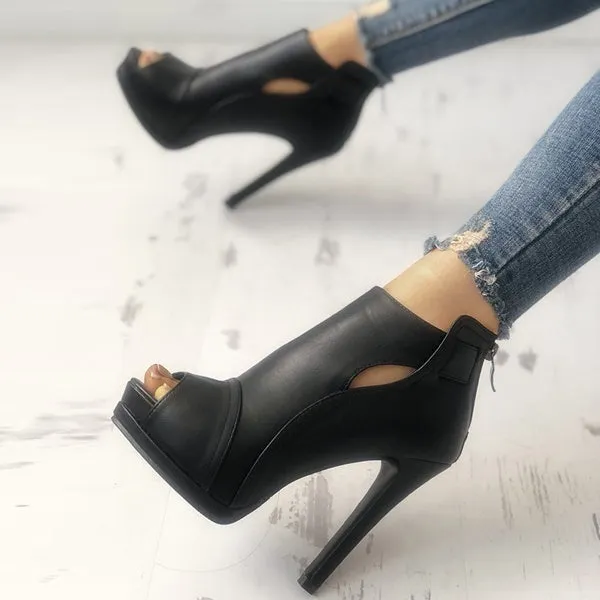 Summer Thin Heel Open Toe Solid Color High Heeled Sandals Cusp Peep-toe High-heeled Shoes