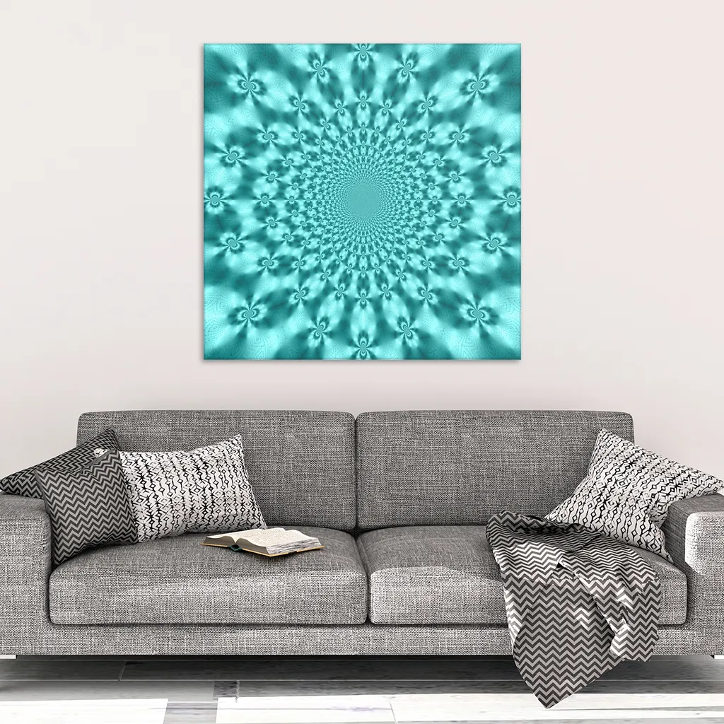 Teal Fractal w/ Fractals Canvas Wrap