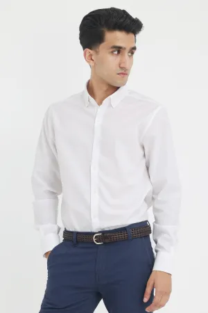 TEXTURED BUTTON-DOWN SHIRT-WHITE-LINING