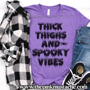 Thick Thighs And Spooky Vibes Bella Canvas T-Shirt/ Halloween Fall Shirt