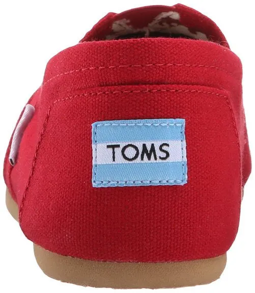 TOMS Womens Red Canvas Slip-On Shoes Size 8